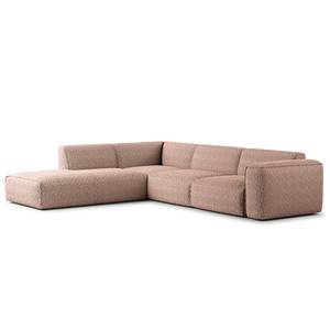 Ecksofa HUDSON 3-Sitzer mit Recamiere Bouclé Stoff Bony: Mauve - Longchair davorstehend links