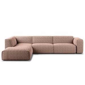 Ecksofa HUDSON 3-Sitzer mit Recamiere Bouclé Stoff Bony: Mauve - Longchair davorstehend links