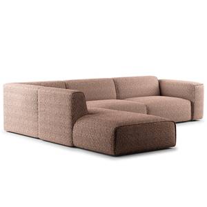 Ecksofa HUDSON 3-Sitzer mit Recamiere Bouclé Stoff Bony: Mauve - Longchair davorstehend links