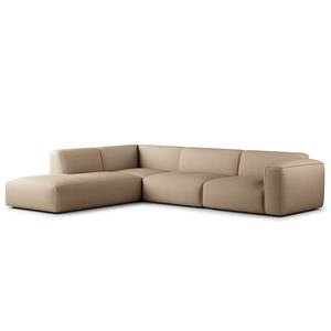 Ecksofa HUDSON 3-Sitzer mit Recamiere Cordstoff Snor: Taupe - Longchair davorstehend links