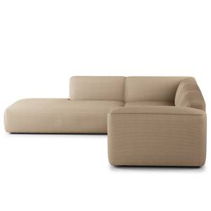 Ecksofa HUDSON 3-Sitzer mit Recamiere Cordstoff Snor: Taupe - Longchair davorstehend links