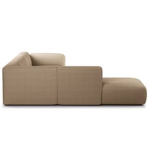 Hoekbank HUDSON 3-zits met recamiere Corduroy Snor: Taupe - Longchair vooraanzicht links