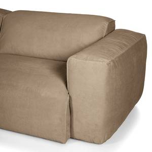 Ecksofa HUDSON 3-Sitzer mit Recamiere Cordstoff Snor: Taupe - Longchair davorstehend links