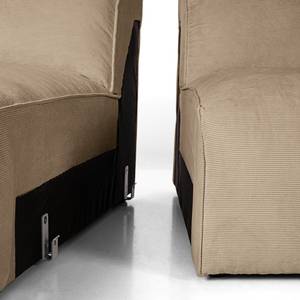 Ecksofa HUDSON 3-Sitzer mit Recamiere Cordstoff Snor: Taupe - Longchair davorstehend links