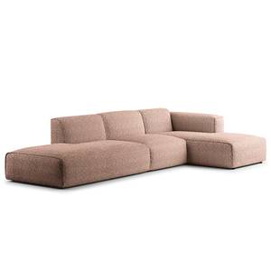 Hoekbank HUDSON met chaise longue Bouclé Stof Bony: Mauve - Longchair vooraanzicht rechts