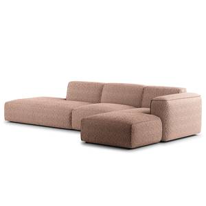 Hoekbank HUDSON met chaise longue Bouclé Stof Bony: Mauve - Longchair vooraanzicht rechts