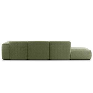 Hoekbank HUDSON met chaise longue Bouclé Stof Bony: Mosgroen - Longchair vooraanzicht rechts