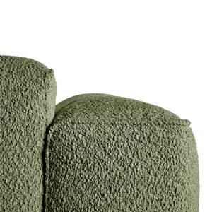Divano angolare con chaise longue HUDSON Tessuto Bouclé Bony: verde muschio - Longchair preimpostata a sinistra
