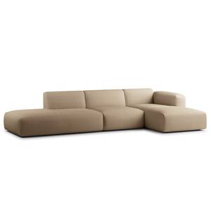 Ecksofa HUDSON mit Chaiselongue Cordstoff Snor: Taupe - Longchair davorstehend rechts