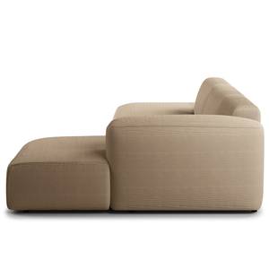 Ecksofa HUDSON mit Chaiselongue Cordstoff Snor: Taupe - Longchair davorstehend rechts