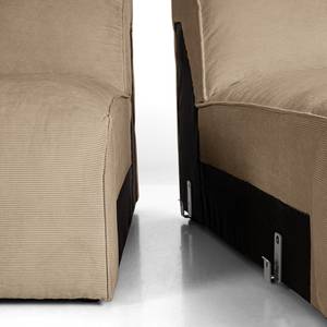 Ecksofa HUDSON mit Chaiselongue Cordstoff Snor: Taupe - Longchair davorstehend rechts