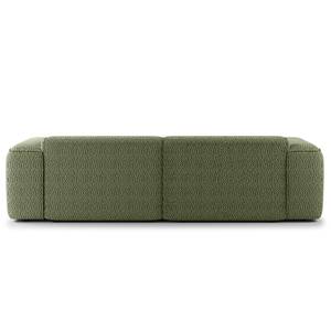 Ecksofa HUDSON 1,5-Sitzer mit Longchair Bouclé Stoff Bony: Moosgrün - Longchair davorstehend links