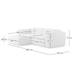 Hoekbank HUDSON 1,5-zits + chaise longue Bouclé Stof Bony: Mosgroen - Longchair vooraanzicht links