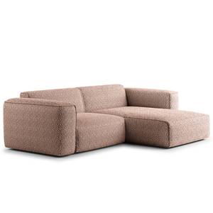 Ecksofa HUDSON 1,5-Sitzer mit Longchair Bouclé Stoff Bony: Mauve - Longchair davorstehend rechts