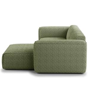 Hoekbank HUDSON 1,5-zits + chaise longue Bouclé Stof Bony: Mosgroen - Longchair vooraanzicht rechts