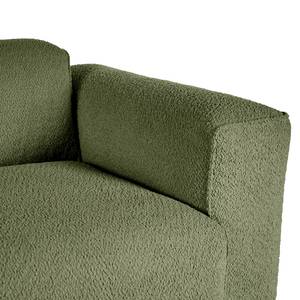 Divano con chaise longue XL HUDSON Tessuto Bouclé Bony: verde muschio - Longchair preimpostata a sinistra