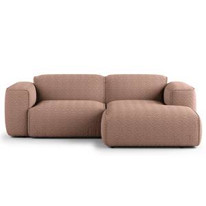 Hoekbank HUDSON met XL-chaise longue Bouclé Stof Bony: Mauve - Longchair vooraanzicht rechts