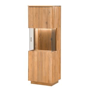 Highboard Lazori - 52 cm massief eikenhout - Bianco eikenhout - Scharnieren rechts