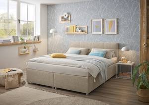 Letto boxspring Kapae Tessuto Luara: sabbia - 180 x 200cm