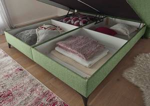 Lit boxspring Katalat Tissu Luara: Vert olive - 180 x 200cm