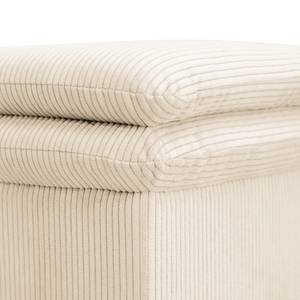 Gestoffeerde hocker Dailman Corduroy Lola: Crèmekleurig - 80 x 80 cm