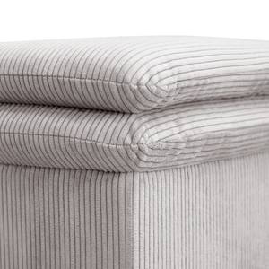 Gestoffeerde hocker Dailman Corduroy Lola: Lichtgrijs - 80 x 80 cm