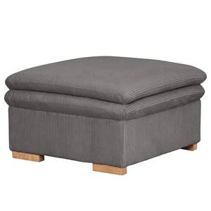 Gestoffeerde hocker Dailman Corduroy Lola: Grijs - 80 x 80 cm