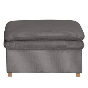 Gestoffeerde hocker Dailman Corduroy Lola: Grijs - 80 x 80 cm