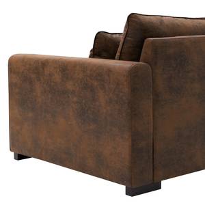 Hoekbank Dailman met chaise longue Microvezel Goda: Chocoladebruin - Longchair vooraanzicht links