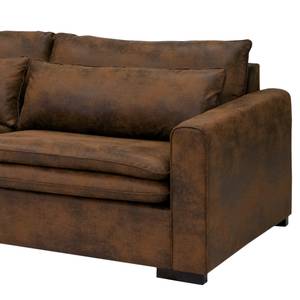 Hoekbank Dailman met chaise longue Microvezel Goda: Chocoladebruin - Longchair vooraanzicht links