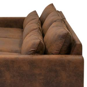 Hoekbank Dailman met chaise longue Microvezel Goda: Chocoladebruin - Longchair vooraanzicht links