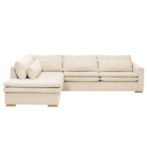 Ecksofa Dailman mit Ottomane Cordstoff Lola: Creme - Ottomane davorstehend links