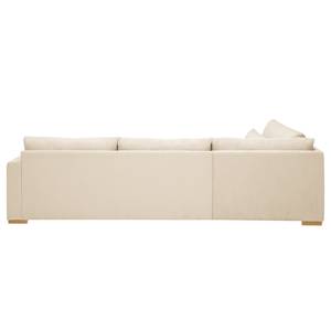 Ecksofa Dailman mit Ottomane Cordstoff Lola: Creme - Ottomane davorstehend links