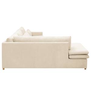 Ecksofa Dailman mit Ottomane Cordstoff Lola: Creme - Ottomane davorstehend links