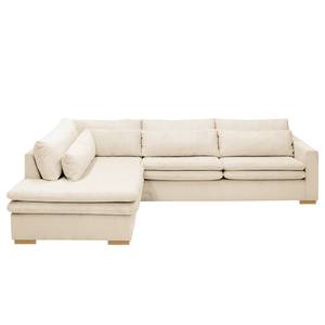 Ecksofa Dailman mit Ottomane Cordstoff Lola: Creme - Ottomane davorstehend links