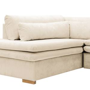 Ecksofa Dailman mit Ottomane Cordstoff Lola: Creme - Ottomane davorstehend links