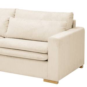 Ecksofa Dailman mit Ottomane Cordstoff Lola: Creme - Ottomane davorstehend links