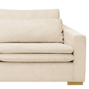 Ecksofa Dailman mit Ottomane Cordstoff Lola: Creme - Ottomane davorstehend links