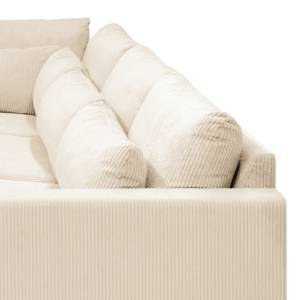 Ecksofa Dailman mit Ottomane Cordstoff Lola: Creme - Ottomane davorstehend links