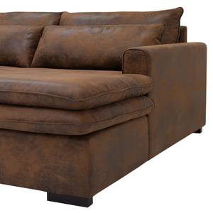 Hoekbank Dailman met chaise longue Microvezel Goda: Chocoladebruin - Longchair vooraanzicht rechts