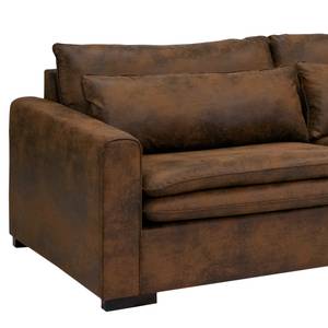 Hoekbank Dailman met chaise longue Microvezel Goda: Chocoladebruin - Longchair vooraanzicht rechts