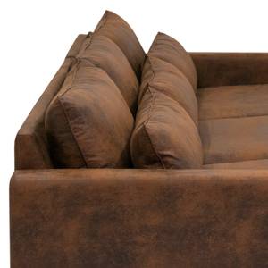 Hoekbank Dailman met chaise longue Microvezel Goda: Chocoladebruin - Longchair vooraanzicht rechts