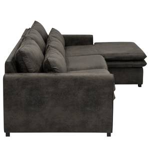 Ecksofa Dailman mit Longchair Microfaser Goda: Anthrazit - Longchair davorstehend rechts