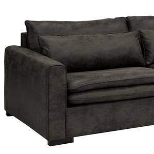 Hoekbank Dailman met chaise longue Microvezel Goda: Antracietkleurig - Longchair vooraanzicht rechts