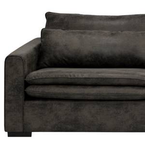 Hoekbank Dailman met chaise longue Microvezel Goda: Antracietkleurig - Longchair vooraanzicht rechts