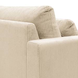 Hoekbank Dailman met chaise longue Corduroy Lola: Crèmekleurig - Longchair vooraanzicht links