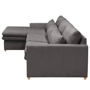 Hoekbank Dailman met chaise longue Corduroy Lola: Grijs - Longchair vooraanzicht links