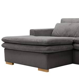 Hoekbank Dailman met chaise longue Corduroy Lola: Grijs - Longchair vooraanzicht links