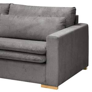 Hoekbank Dailman met chaise longue Corduroy Lola: Grijs - Longchair vooraanzicht links