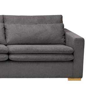 Hoekbank Dailman met chaise longue Corduroy Lola: Grijs - Longchair vooraanzicht links